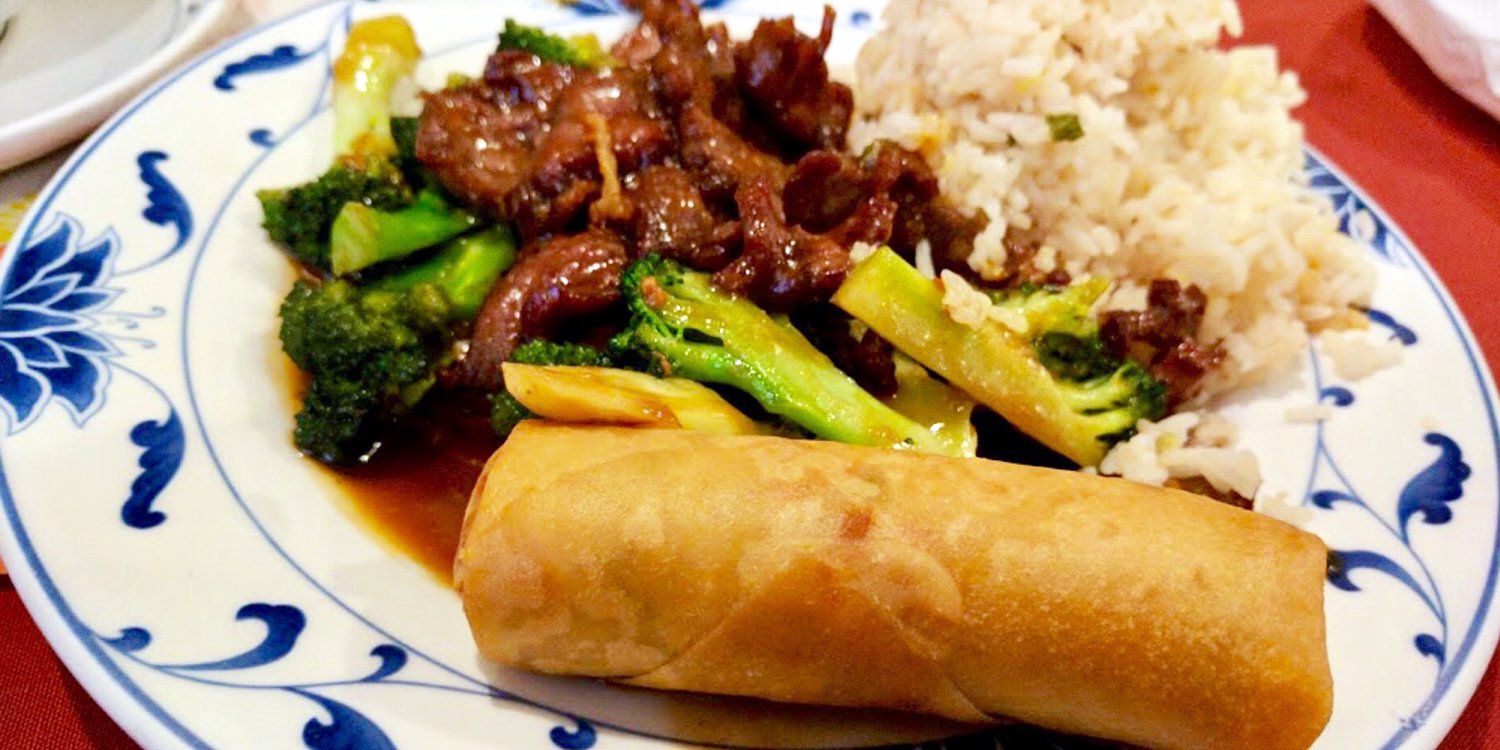 Beef with spring roll